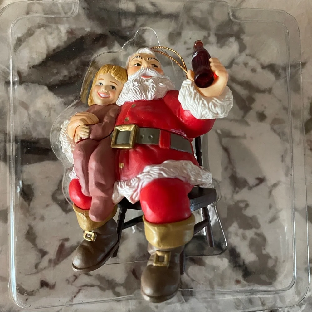 The Coca Cola Company Santa Christmas Ornament 1995 Santa Holding Child & Coke